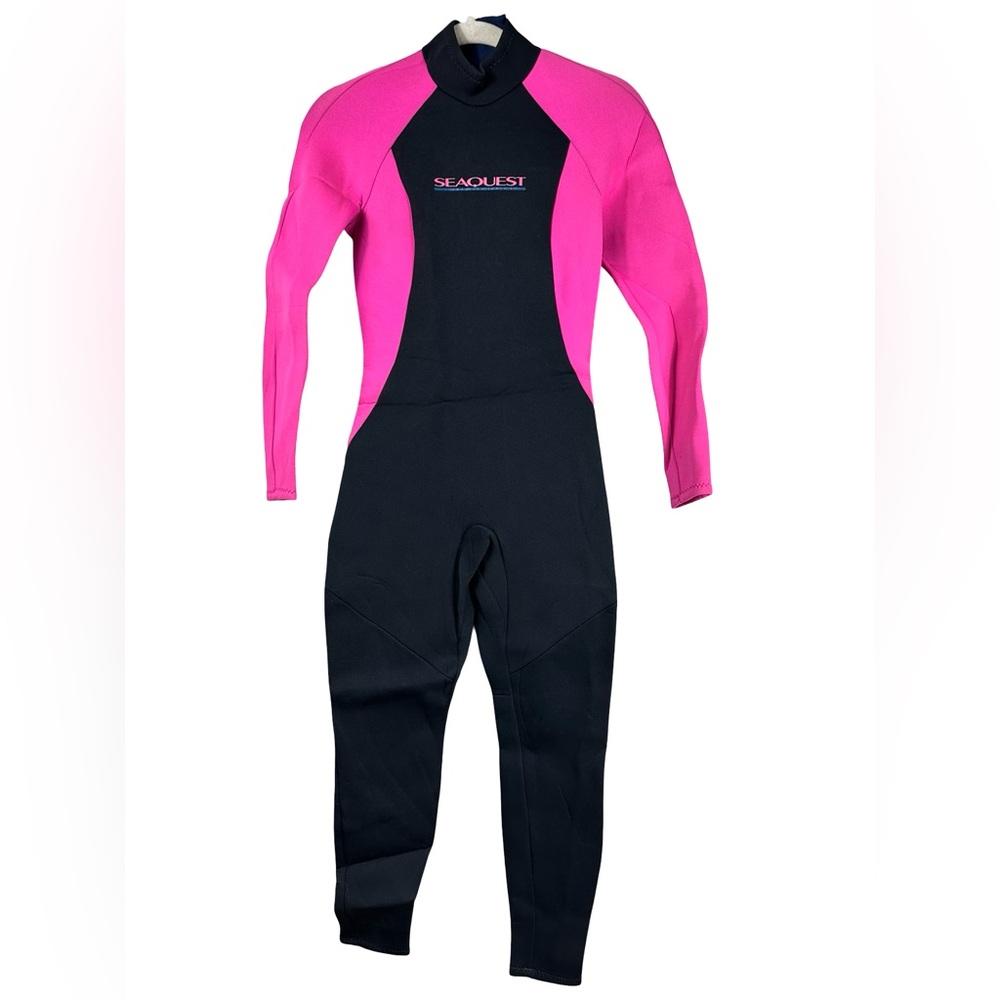 Seaquest Pink Black Full Length Stretch Neoprene Zip Back Wetsuit Surf Suit 7-8